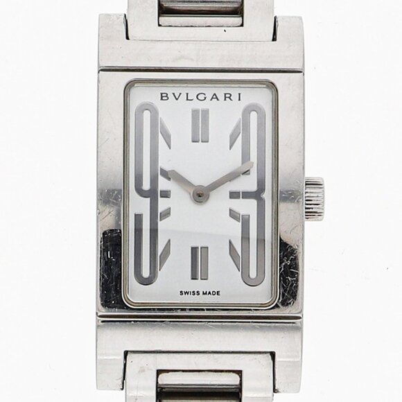 WATCH BVLGARI RT39S Rettangoro white SS QZ - Picture 1 of 8